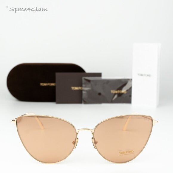 Tom Ford Women Sunglasses Gold Brown Mirror Cat Eye FT1005 32G BRAND NEW main image 7